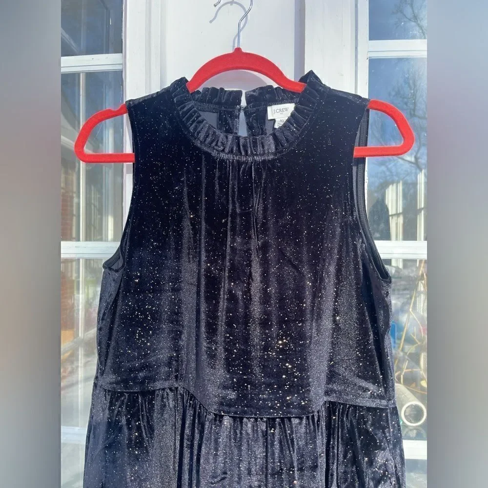 J Crew Velvet Shimmer Tiered Midi Dress NWT